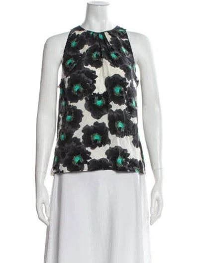 Pre-owned Peter Som Silk Floral Print Top In Multi