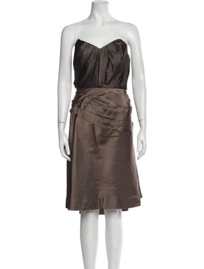 Pre-owned Peter Som Silk Knee-length Dress In Brown