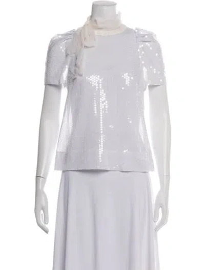Pre-owned Peter Som Silk Patterned Top In White