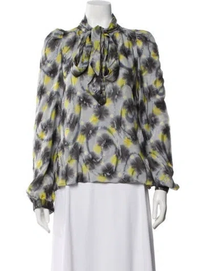 Pre-owned Peter Som Silk Printed Blouse In Gray