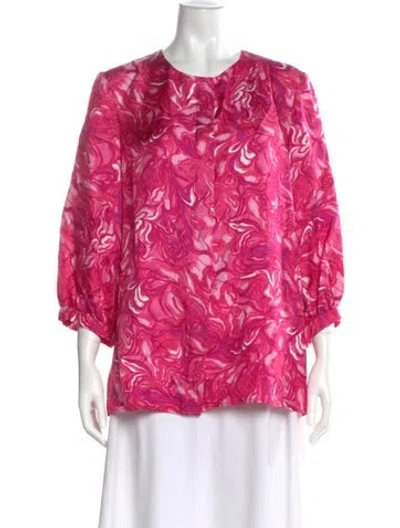 Pre-owned Peter Som Silk Printed Blouse In Pink