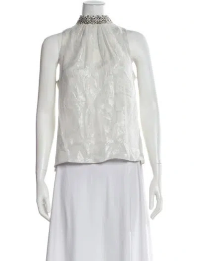 Pre-owned Peter Som Silk Printed Top In White