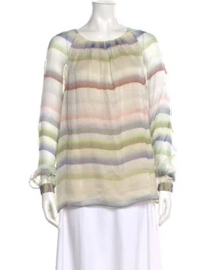 Pre-owned Peter Som Silk Striped Blouse In Multi