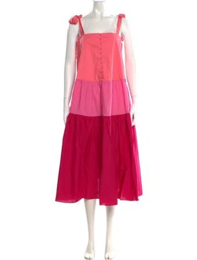 Pre-owned Peter Som Square Neckline Midi Length Dress In Pink