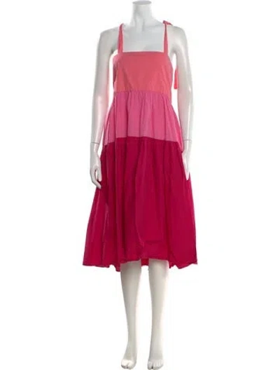 Pre-owned Peter Som Square Neckline Midi Length Dress In Pink