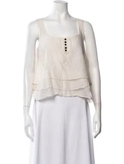 Pre-owned Peter Som Square Neckline Sleeveless Top In Neutrals