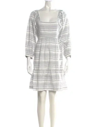 Pre-owned Peter Som Striped Mini Dress In White