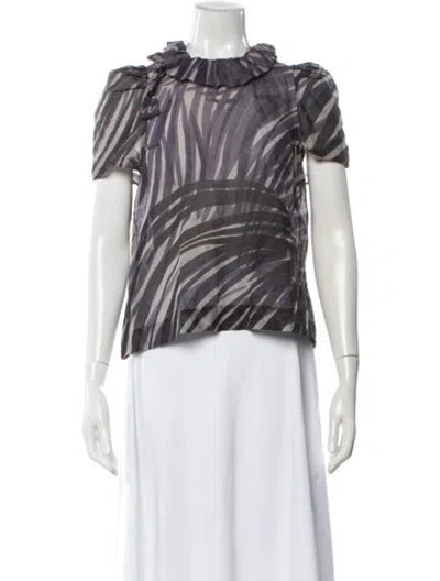 Pre-owned Peter Som Striped Short Sleeve Blouse In Multi