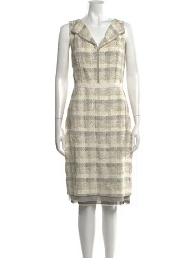 Pre-owned Peter Som Tweed Knee-length Dress In Neutrals