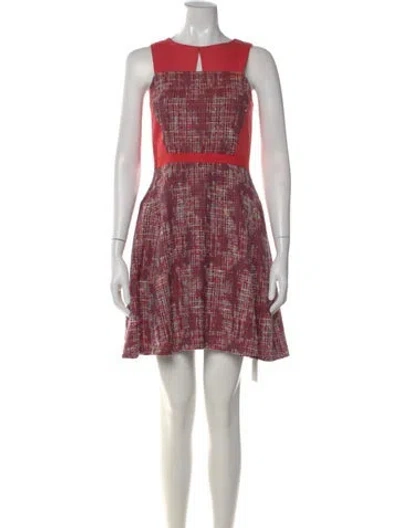 Pre-owned Peter Som Tweed Pattern Mini Dress In Pink
