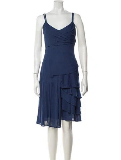 Pre-owned Peter Som V-neck Knee-length Dress In Blue