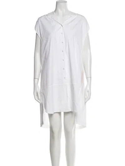 Pre-owned Peter Som V-neck Knee-length Dress In White