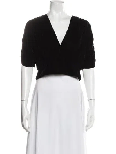 Pre-owned Peter Som V-neck Short Sleeve Top In Black