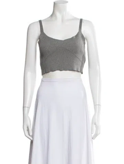 Pre-owned Peter Som V-neck Sleeveless Crop Top In Gray