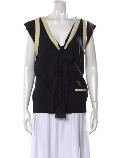 Pre-owned Peter Som V-neck Sleeveless Top In Black