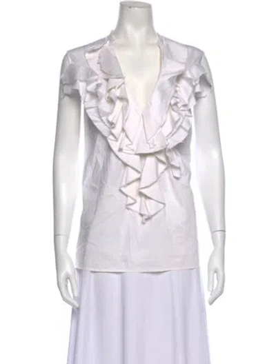Pre-owned Peter Som V-neck Sleeveless Top In White