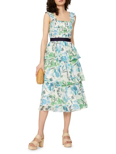 Peter Som Women's Tiered Floral Midi Dress In Neutral