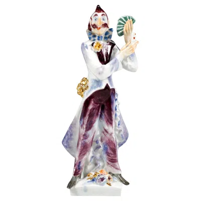 Pre-owned Peter Strang Meissen Circus Figurine, Magician With Cards, By , 1992 In Gray