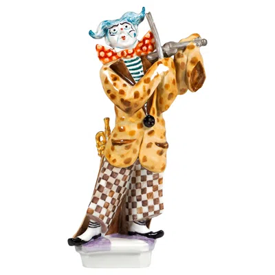 Pre-owned Peter Strang Meissen Figurine, Clown With Violin From The Clown Orchestra, , 1994 In Sand