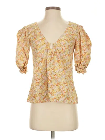 Pre-owned Petersyn 3/4 Sleeve Blouse In Yellow
