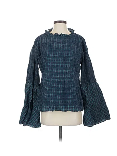 Pre-owned Petersyn Long Sleeve Blouse In Teal