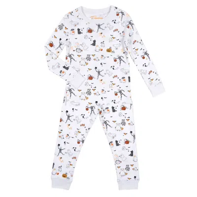 Petidoux Kids' Boy's Halloween Party Pajama In Multi In White