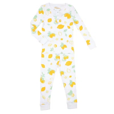 Petidoux Kid's Long Sleeve Pajama Set In Amalfi Lemons In Multi