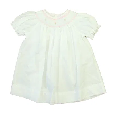 Petit Ami Kids' Girls White Pink Smocked Dress In Blue