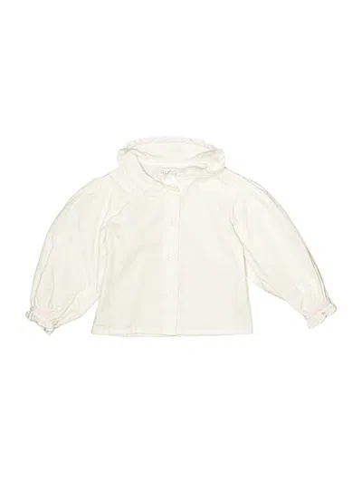 Pre-owned Petit Ami Kids' Long Sleeve Blouse In White