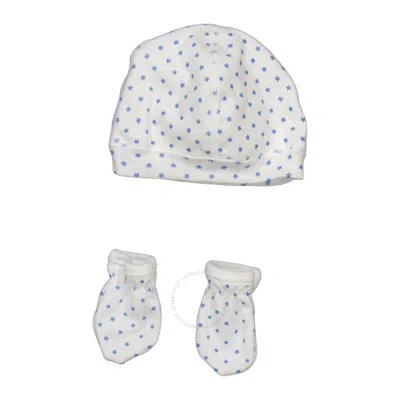 Petit Bateau 2-pack Star Print Organic Cotton Mittens And Bonnet Set In Gray