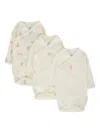 Petit Bateau Animal-print Cotton Bodies (pack Of Three) In Neutral