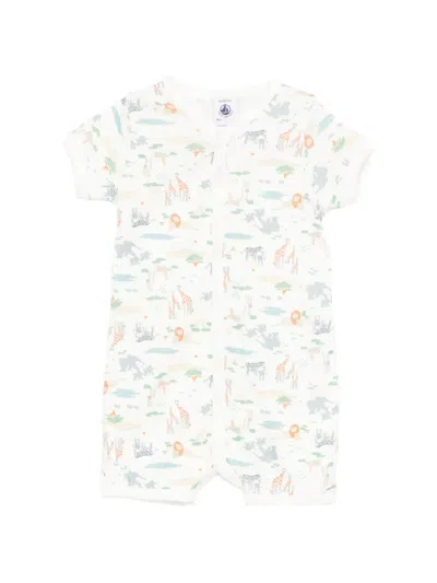 Petit Bateau Babies' Animal-print Romper In White