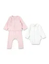 Petit Bateau Baby Heart-print Fleece Set With Embroidered Body In Pink