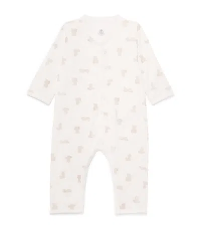 Petit Bateau Kids' Bear Print All-in-one In Neutral