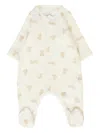 Petit Bateau Bear-print Cotton Sleepsuit In Neutral