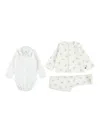 Petit Bateau Bear-print Trousers Set (pack Of Three) In White