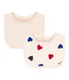 Petit Bateau Bi-pack Bibs With Hearts In Panna