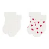 Petit Bateau Bi-pack Socks With Hearts In Bianco