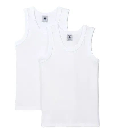 Petit Bateau Kids' Bi-pack Tank Tops In Bianco