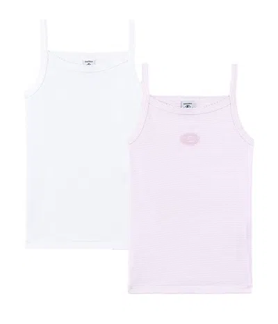 Petit Bateau Kids' Bi-pack Tank Tops In Rosa