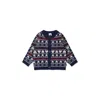 Petit Bateau Blue Cardigan For Baby Boy With Jacqaurd Pattern In Blue