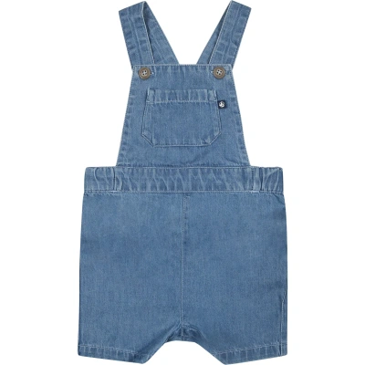 Petit Bateau Blue Dungarees For Baby Boy In Denim