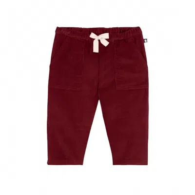 Petit Bateau Kids' Boy's Corduroy Pockets Pants In Burgundy In Red