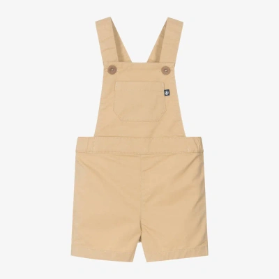 Petit Bateau Babies' Boys Beige Organic Cotton Dungarees