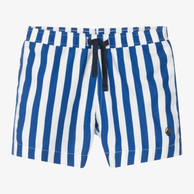 Petit Bateau Kids' Boys Blue & White Striped Swim Shorts