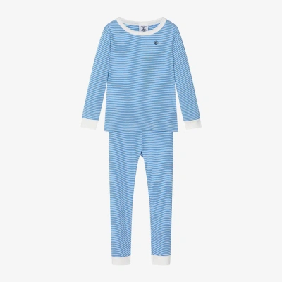 Petit Bateau Kids' Boys Blue Striped Organic Cotton Pyjamas