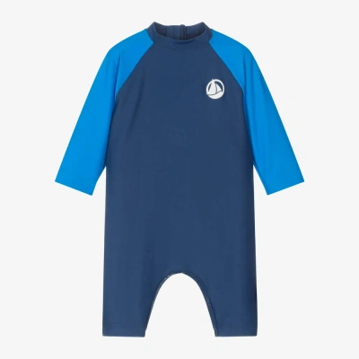 Petit Bateau Babies' Boys Blue Sun Suit (upf 50+)