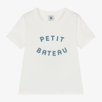 Petit Bateau Kids' Boys White Organic Cotton T-shirt