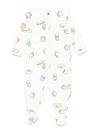 Petit Bateau Breakfast-print Long-sleeve Romper In White