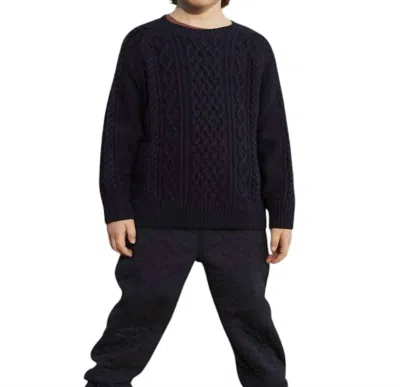 Petit Bateau Kids' Cable Knit Sweater In Navy Blue In Black